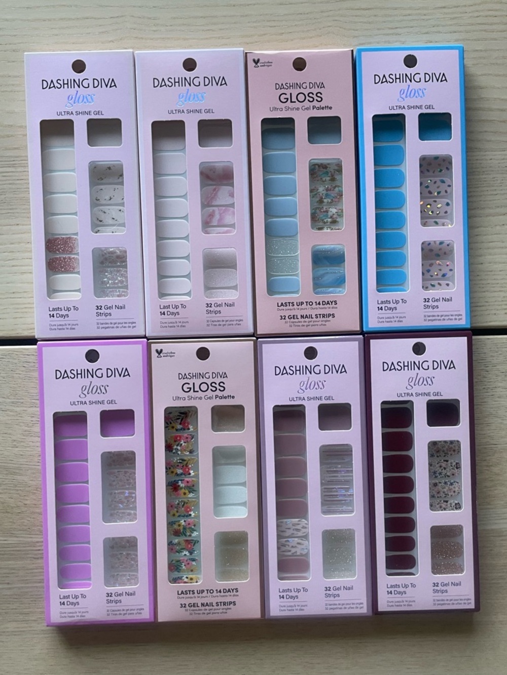 BIG lot of Dashing Diva Gloss Ultra Shine Gel Nail Strips, press on nails 8 pack